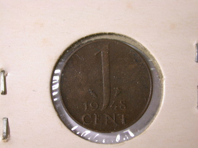  12016  Niederlande  1 Cent von 1948 in vz/vz+   