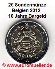 Belgien 2 Euro Sondermünze 2012...10 J. Bargeld   