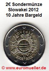 Slowakei 2 Euro Sondermünze 2012...10 J. Bargeld   