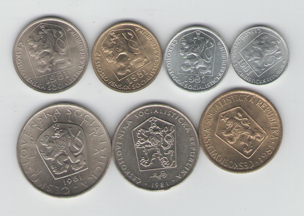  Umlaufkursmünzensatz Tschechoslowakei 1981 (lose)   