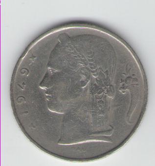  5 Francs Belgien 1949   