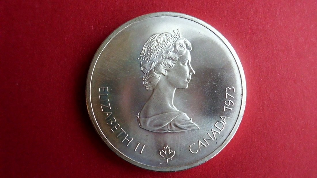 -Olympische Spiele Canada 1976-10 Dollar 1973- RS: Karte von Kanada/WELT -48,4g Silber-925/1000