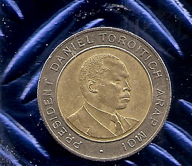 Kenia-5 Shillings-1997-President Daniel Toroitich Arap Moi Bimetall-SS!!!