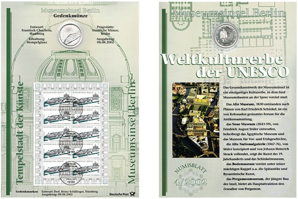  Deutschland  10 Euro (Numisblatt) 2002  FM-Frankfurt  Feingewicht: 16,65g  Silber stempelglanz   