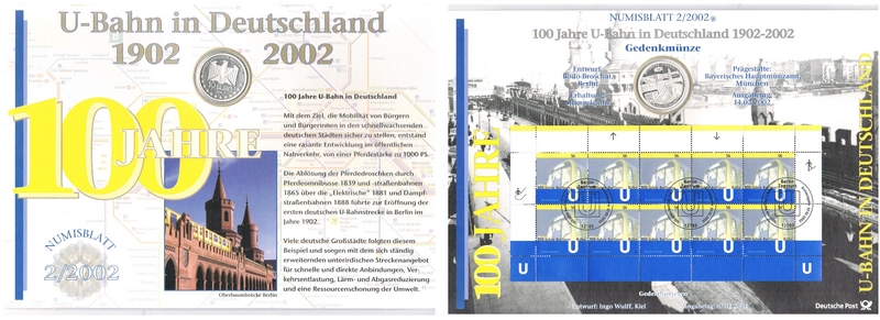  Deutschland  10 Euro (Numisblatt) 2002  FM-Frankfurt  Feingewicht: 16,65g  Silber stempelglanz   