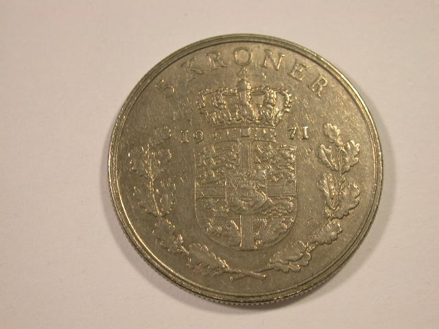  12037  Dänemark  5 Kronen 1971  in ss/ss-vz   
