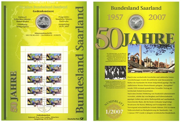  Deutschland  10 Euro (Gedenkmünze) 2007  FM-Frankfurt  Feingewicht: 16,65g  Silber stempelglanz   