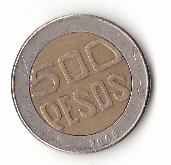  500 Pesos Kolumbien 2005 (F650)   