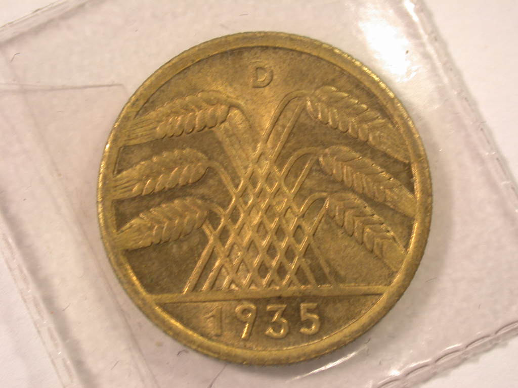  12045 Weimar  10 Reichspfennig  1935 D in Stempelglanz fein   