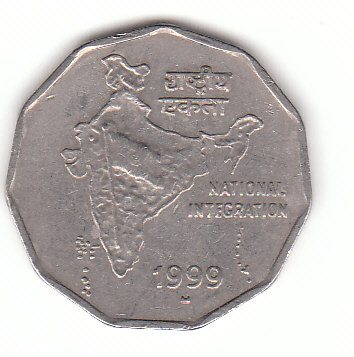  2 Rupees Indien 1999 (F739)   