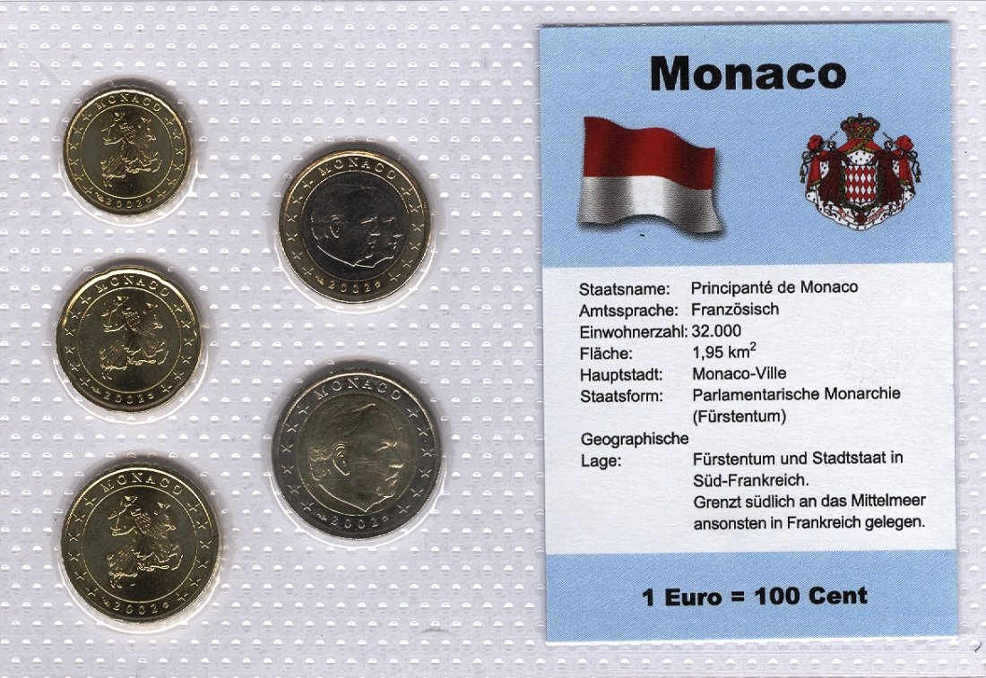  Monaco Euro-KMS 2002  -Stempelglanz- (selten !)   