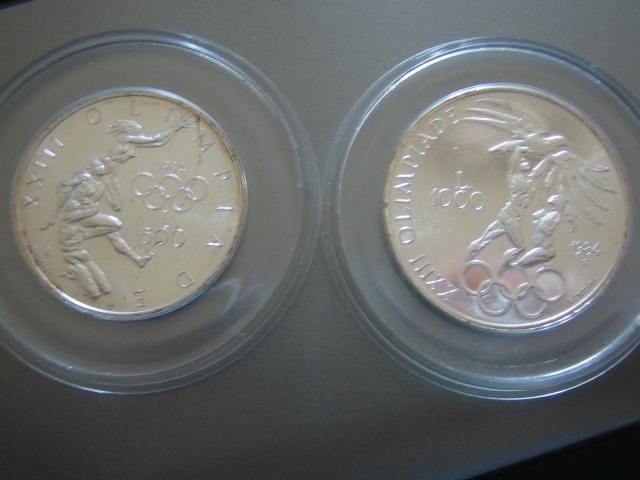  San Marino 500 u. 1000 Lire Olympia 1984 Silber   