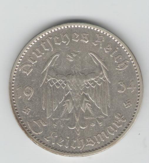  5 Mark Deutsches Reich 1934 A         J357 (Silber)(k72)   