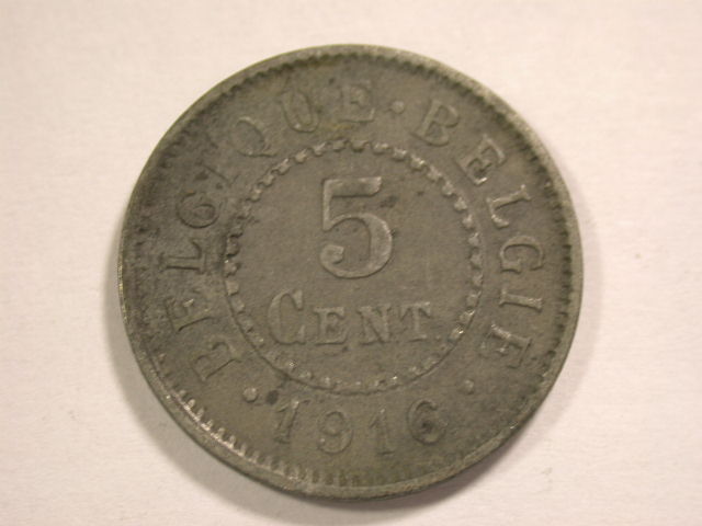  12049  WW I  Belgien  5 Centimes  1916  in ss/ss+   