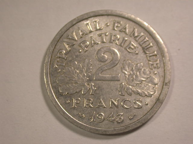  12052  Frankreich  2 Franc  1943 in vz/vz-st   