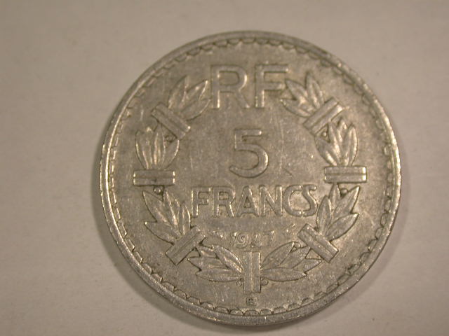  12054  Frankreich  5 Franc 1947  in ss-vz   