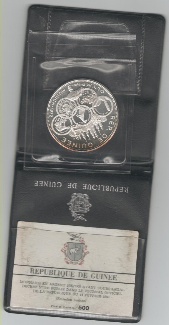  500 Francs Guinea 1969 (München 1972) Silber   