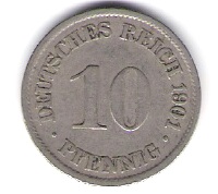  Kaiserreich 10 Pfennig 1901 A       J.13   