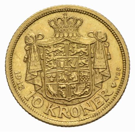 PEUS 8051 Dänemark 4,03 g Feingold. Herz= Kopenhagen Christian X. (1912 - 1947) 10 Kronen GOLD 1913 VBP Fast Stempelglanz