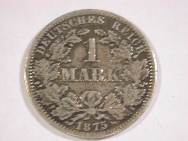  D10 Silber Kaisereich  J.9 1 Mark  1875 A in s/ss   
