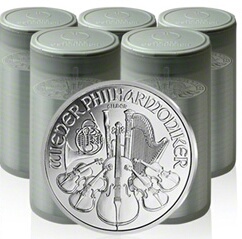  100er Paket mit 100x 1oz Wiener Philharmoniker Silber 2013 = 3,11 kg Silber   