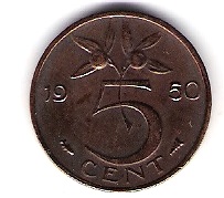 Niederlande  5 Cent Bro Schön Nr.65 1950 siehe Bild