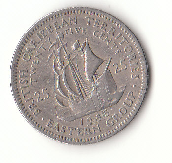  25 Cent Ostkaribische Staaten 1955 britisch  (G409)   