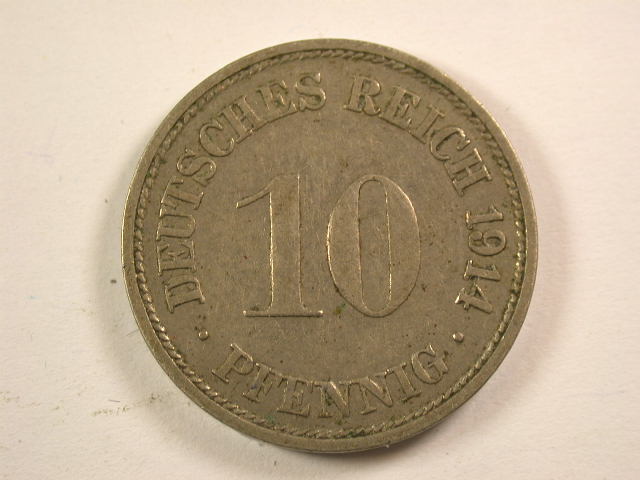  13005  KR   10 Pfennig  1914 F  in   fast vorzüglich  Orginalbilder   