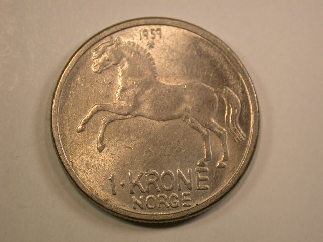 13008 Norwegen  1 Krone 1959 in f.st   selten RR !!   