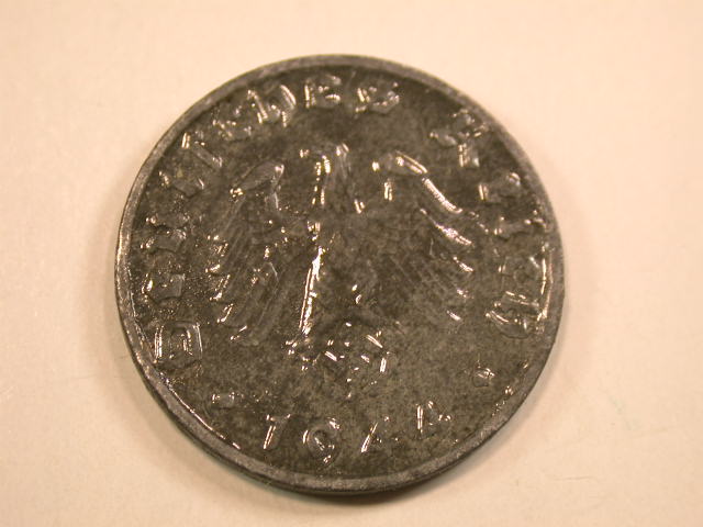  13009 3.Reich  1 Pfennig 1944 B in ss-vz, zaponiert   