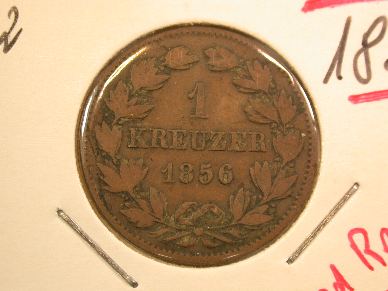 13201 Baden  1 Kreuzer 1856 in sehr schön Prinz und Regent Rar   
