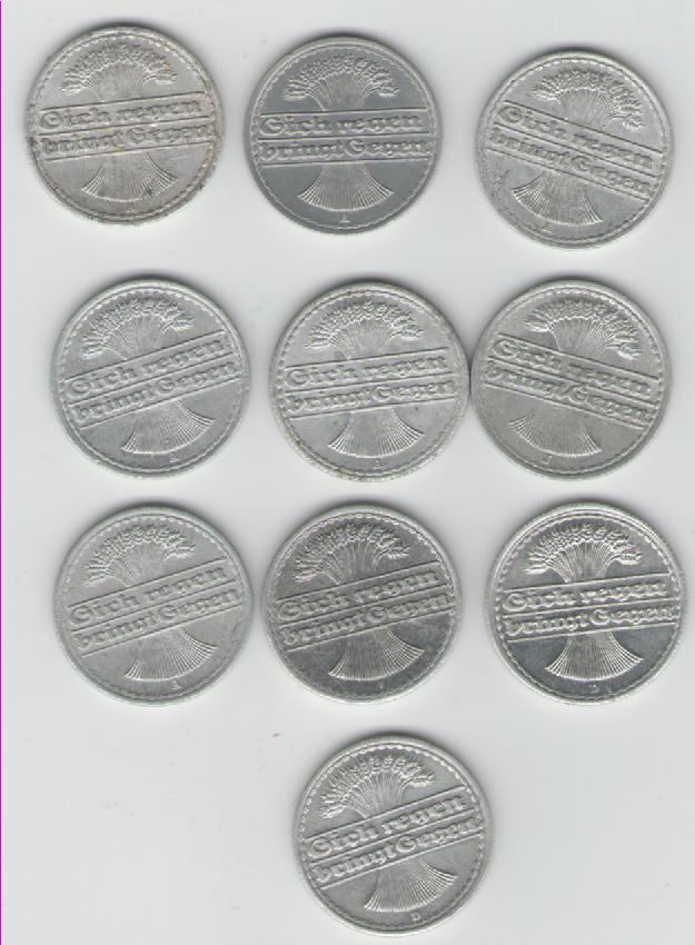  Lot von 50 Pfennig Deutsches Reich  (J 301)(k177)   