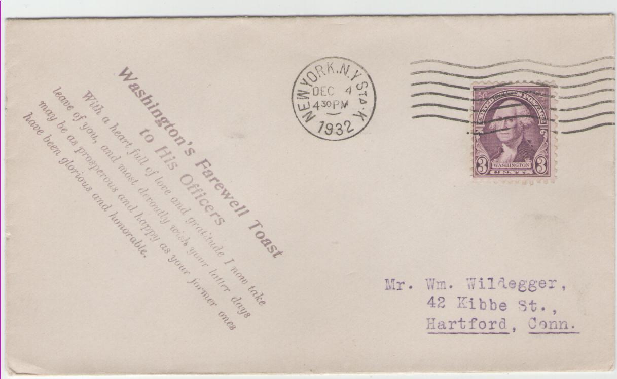  USA Brief mit MiNr. 350 A mit Cachet Washingtons Toast aus dem Jahr 1932   