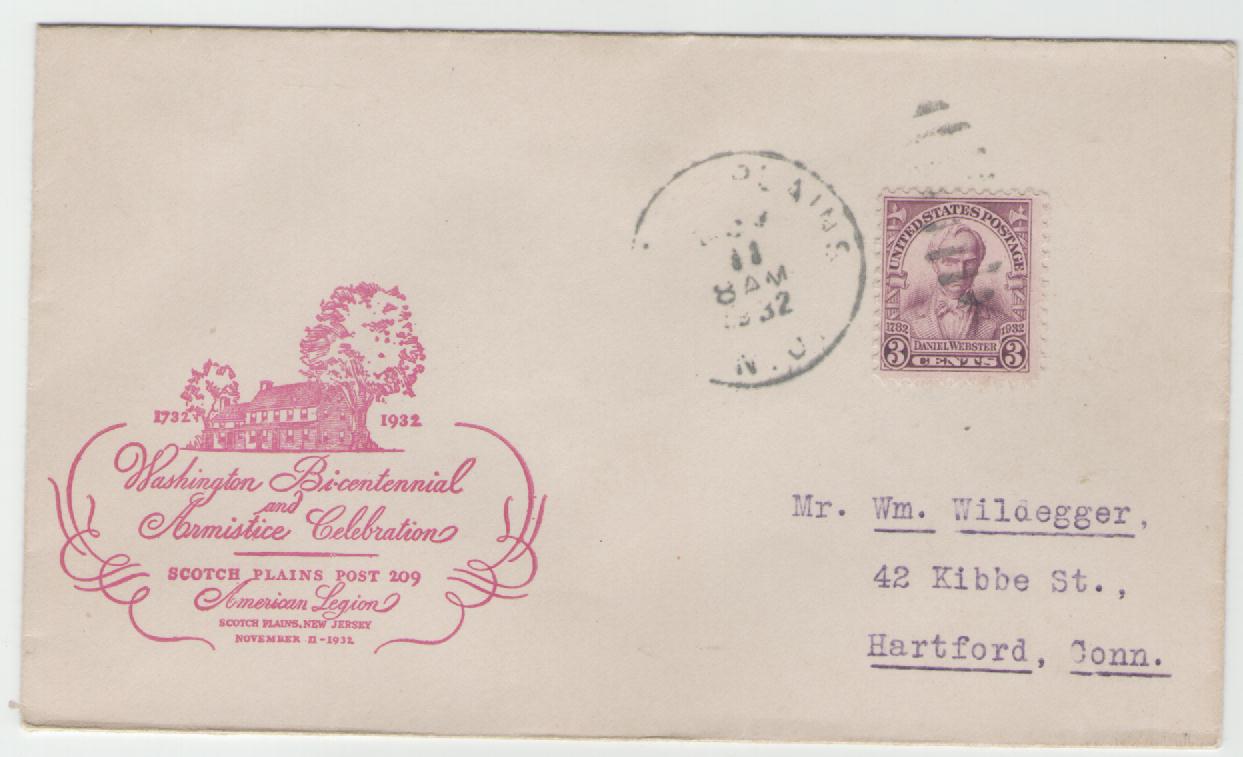  USA Brief aus dem Jahr 1932 mit MiNr.352  und Cachet American Legion Scotch Plain   