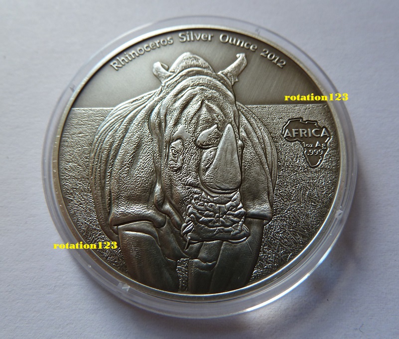  Kongo / Congo 1000 Francs 2012  <i>Rhinoceros</i>  ** Max. 2.000 Exemplare ** 1 Unze Silber   