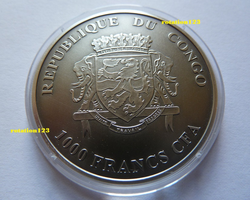  Kongo / Congo 1000 Francs 2012  <i>Rhinoceros</i>  ** Max. 2.000 Exemplare ** 1 Unze Silber   