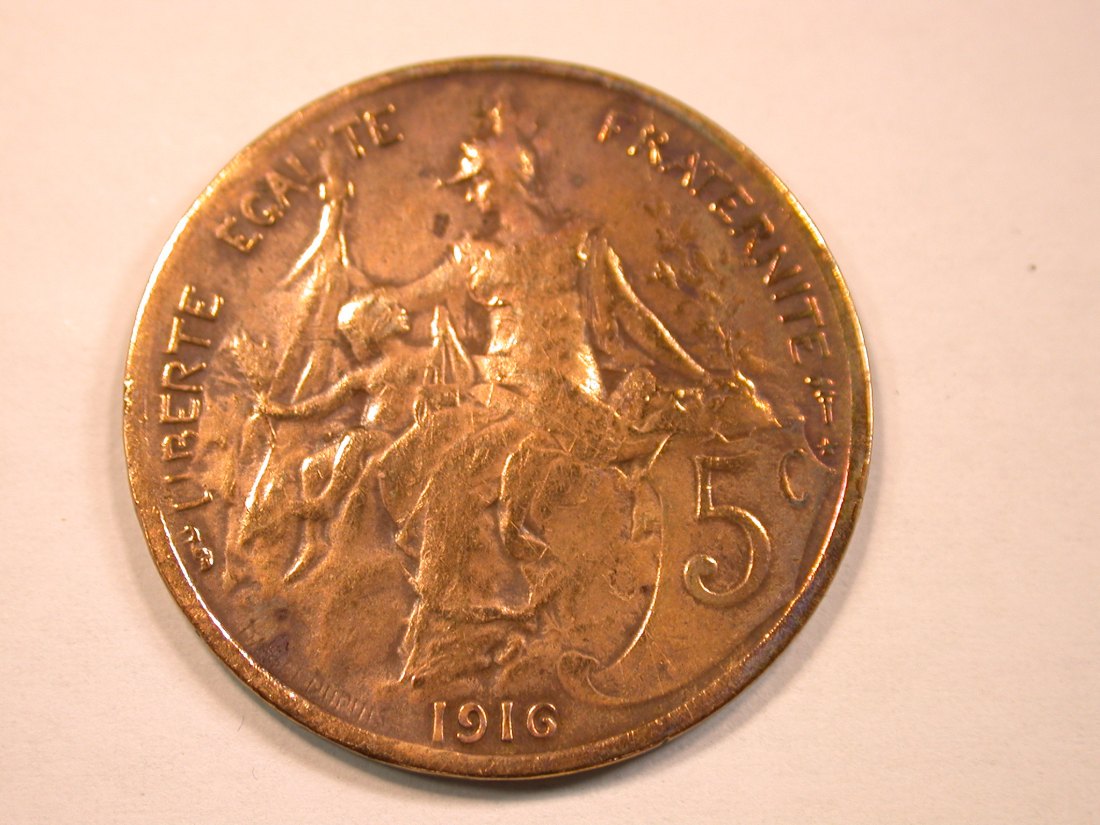  13205 Frankreich 5 Centimes 1916 Semi Moderns Dupuis in sehr schön, geputzt   