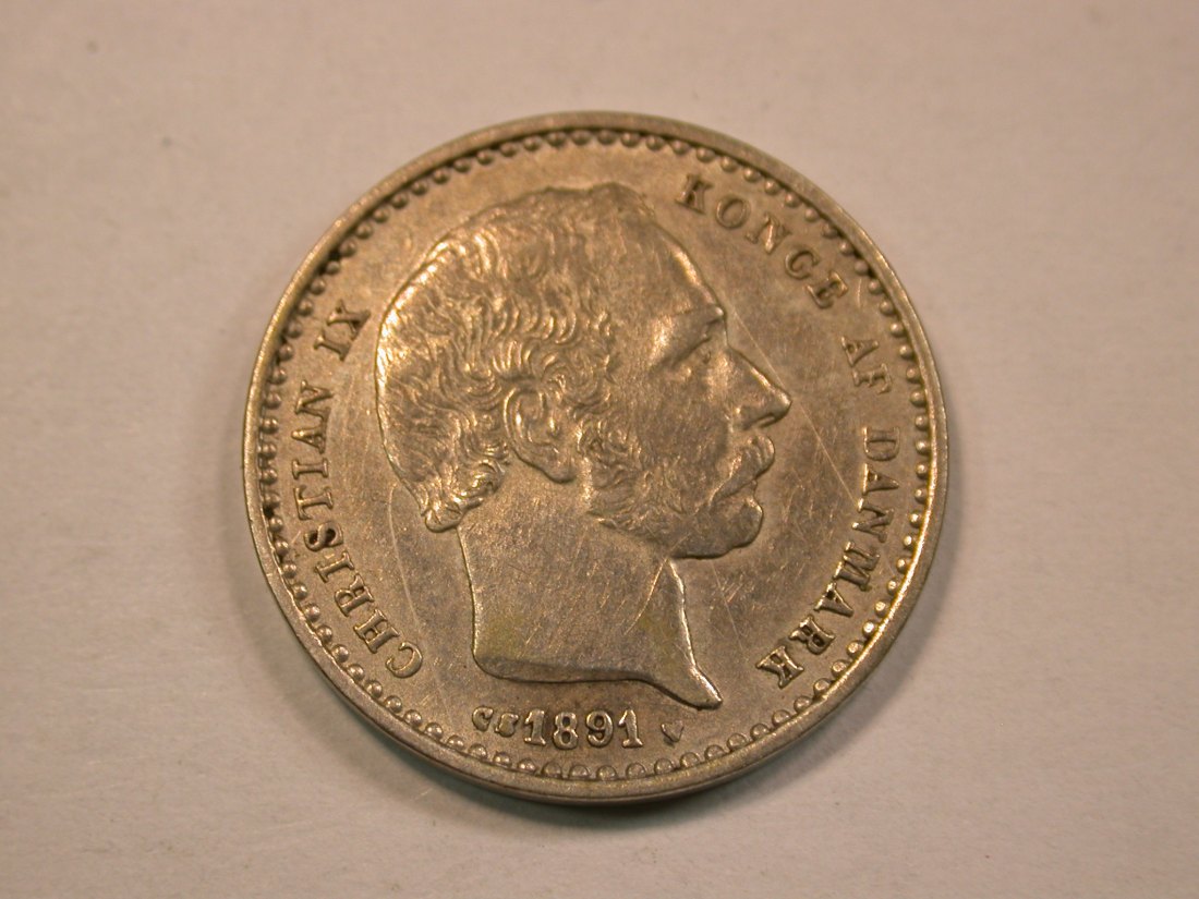  13401  Dänemark  25 Öre  1891 Silber in ss-vz Orginalbilder   