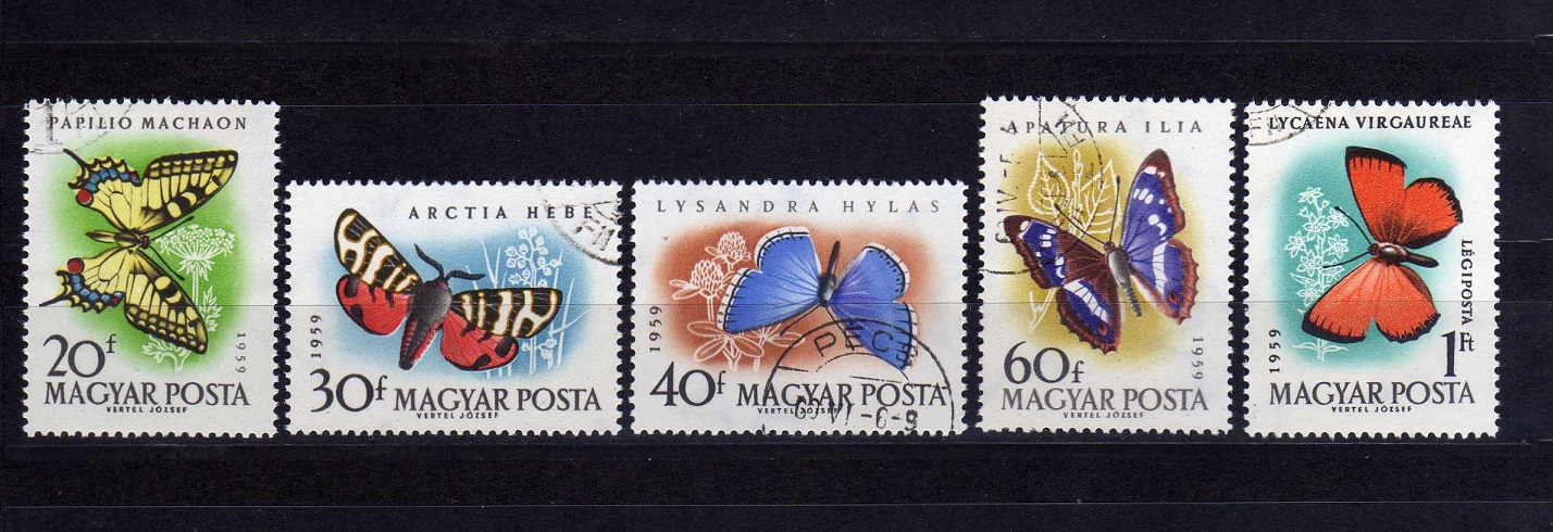  Ungarn 1959 Schöner Alter Satz gest. ** Wz.-Stern Schmetterlinge (5 Werte)   