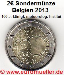 Belgien 2 Euro Sondermünze 2013...kön. Meteorolog. Institut   