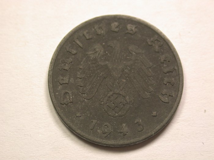  13408  3.Reich  1 Pfennig  1943 F in ss-vz  Orginalbilder   