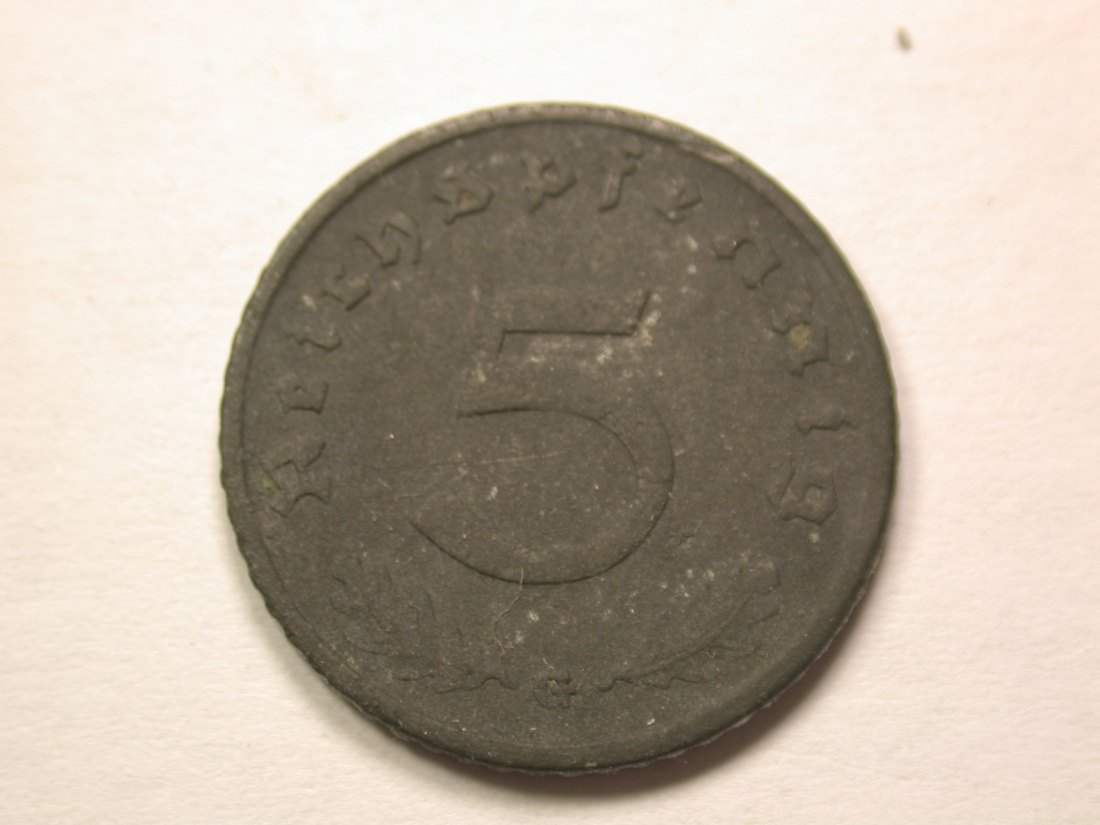  13408  3.Reich  5 Pfennig  1942 G in ss   Orginalbilder   