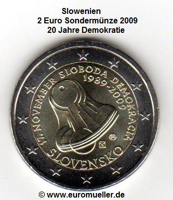 Slowakei 2 Euro Sondermünze 2009...Demokratie   