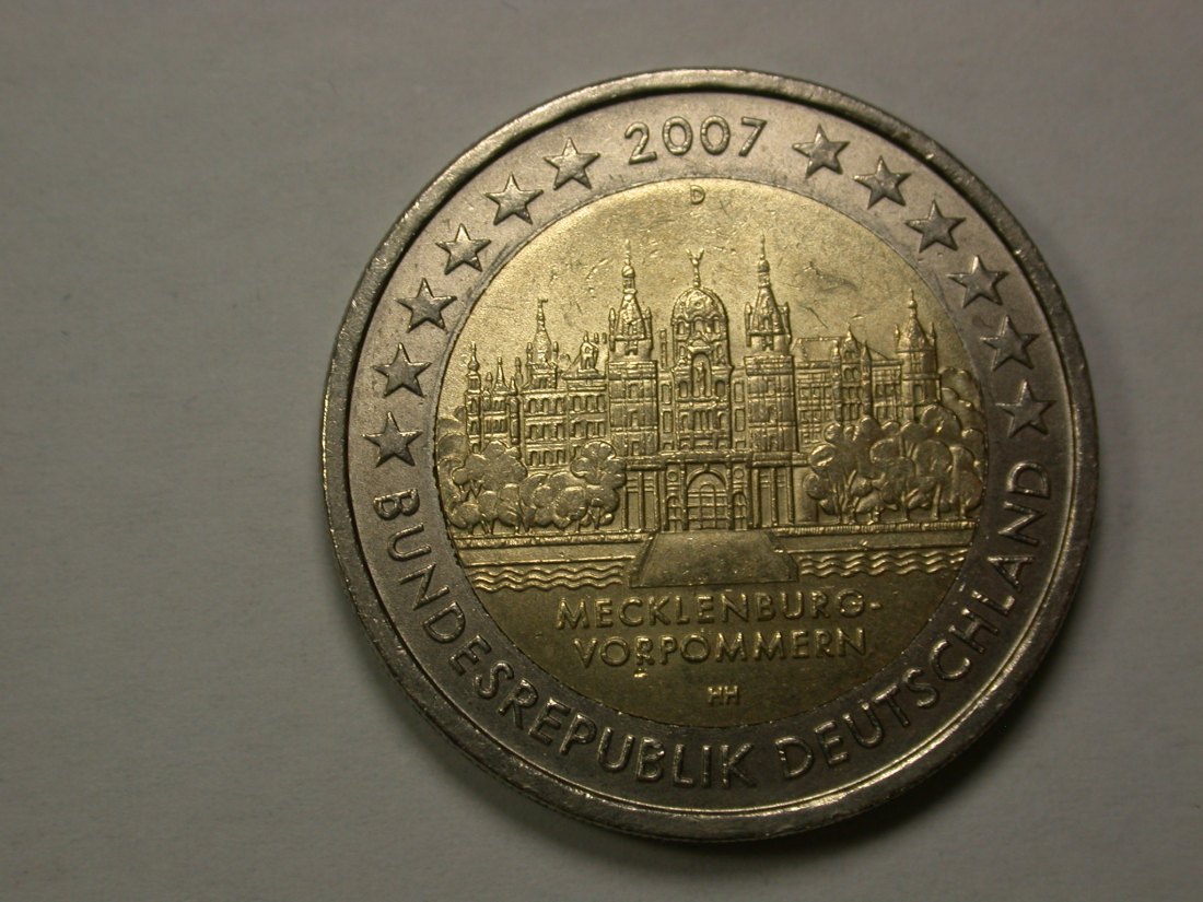  13208 Deutschland 2 Euro Mecklenbur-Vorpommern 2007 -D- in vz-st/f.st   