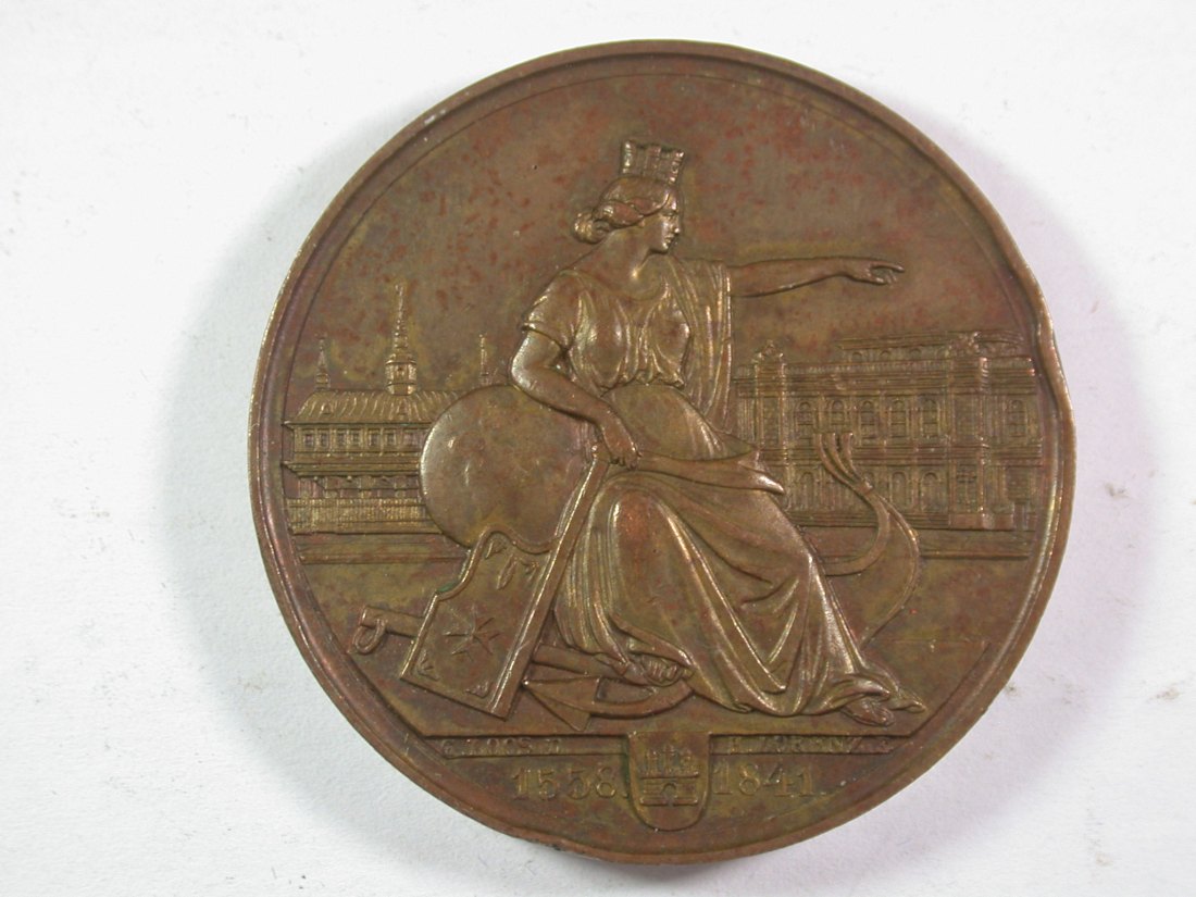  13411 Hamburg, gr. Kupfermedaille, 1841, 42 mm, 43,36 Gr.!! in f.st,Rdf. Loos und Lorenz   