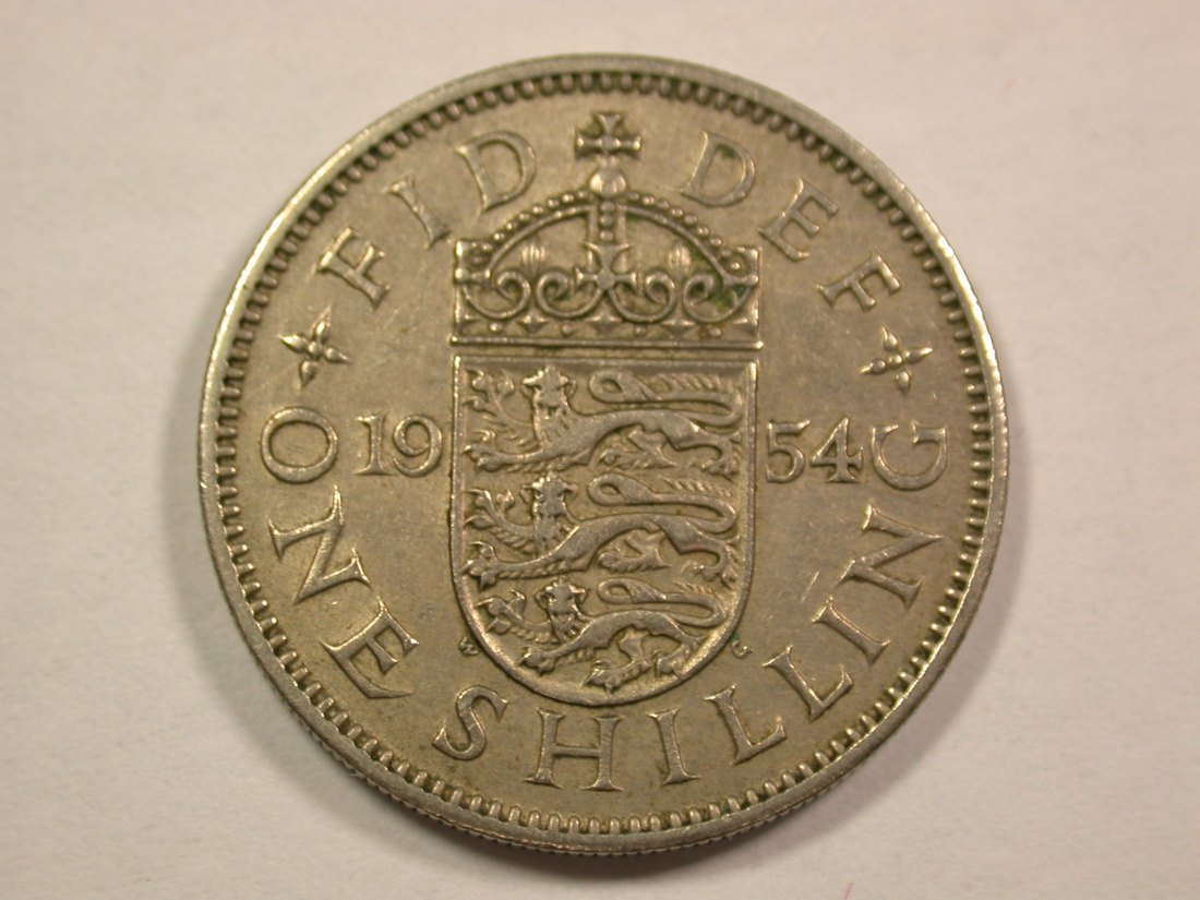  13413 Grossbritanien 1 Shilling 1954 in ss+/ss-vz Orginalbilder !!   