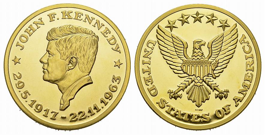 PEUS USA 99,2 g Feingold. John F. Kennedy Medaille GOLD o.J. Kl. Kratzer, Proof