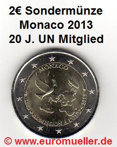 Monaco ...2 Euro Sondermünze...2013...unc....20 J. UN   