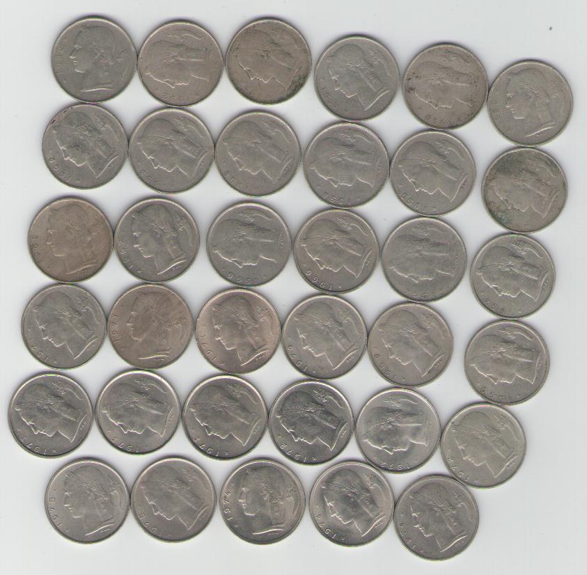  Lot Belgien 1 Franc Münzen(Belgique)(g1299)   