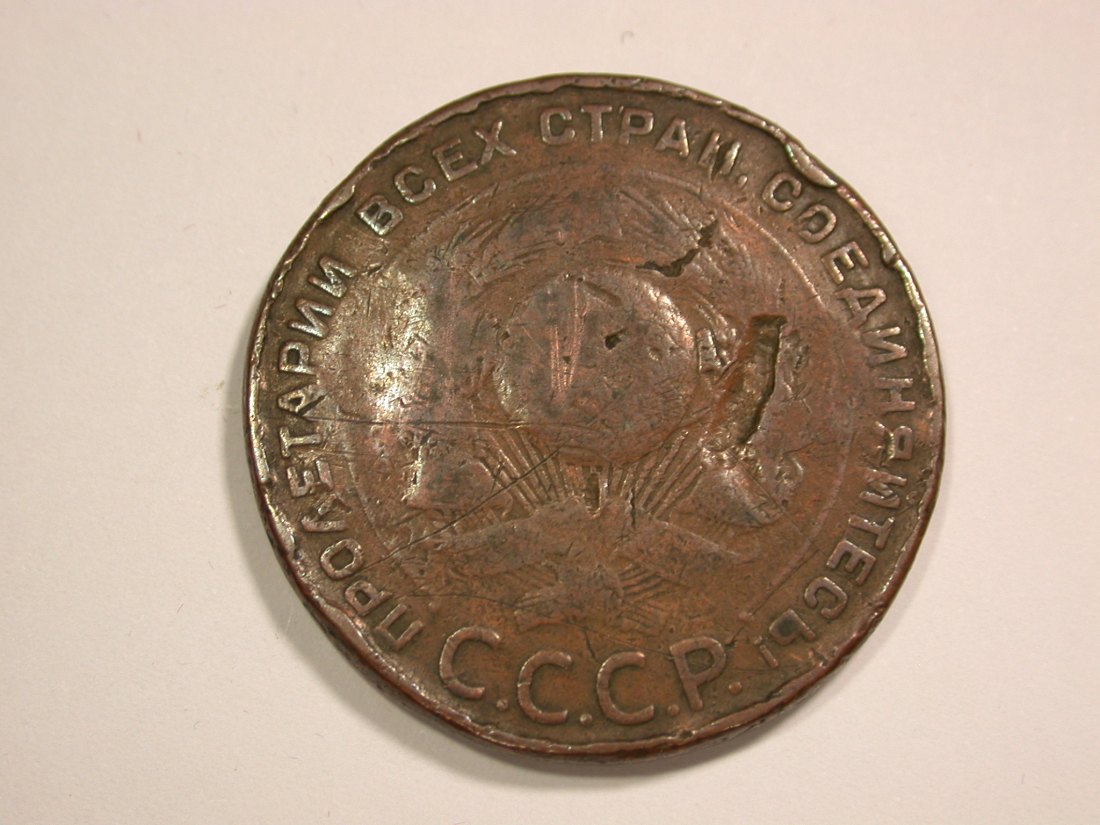  D02 UDSSR/Russland 5 Kopeken 1924, große Kupfermünze Orginalbilder   